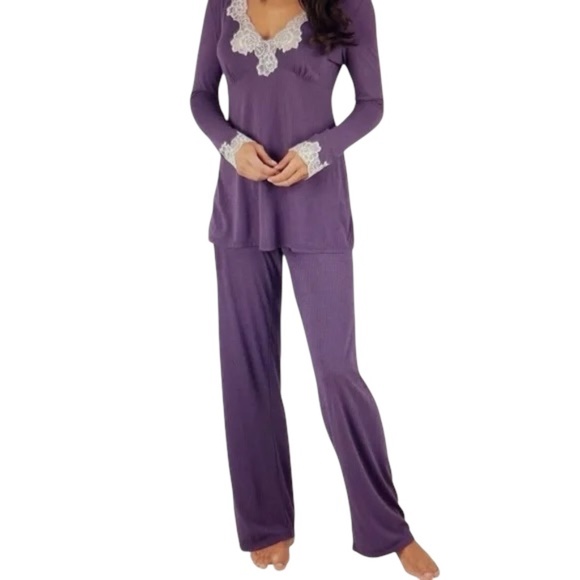 Pajamagram Vintage Purple Lace Soft Stretch Pajama Set Plum Paradise 1X NWT - Picture 6 of 10